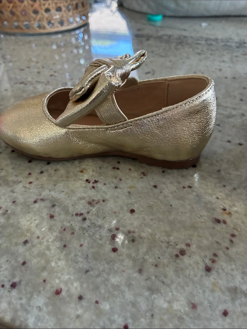 Nordstrom Girls Metallic Gold Bow Mary Janes